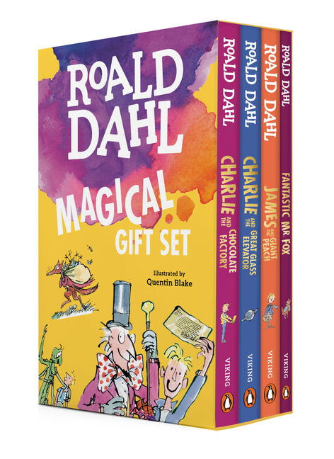 Roald Dahl Magical Gift Boxed Set (4 Books): Charlie and the Chocolate Factory, James and the Giant Peach, Fantastic Mr. Fox, Charlie and the Great Gl