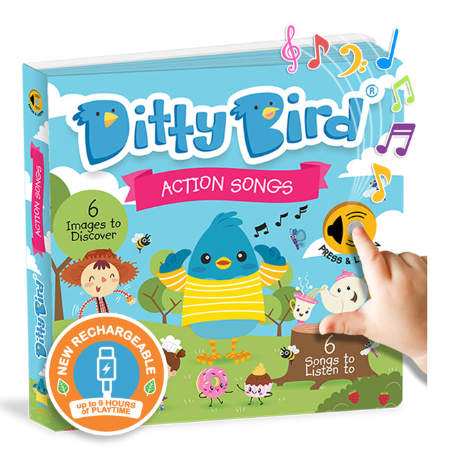 Ditty Bird Action Songs Interactive Sound Book for Toddlers 1- 3 Musical Books for 1 Year Old