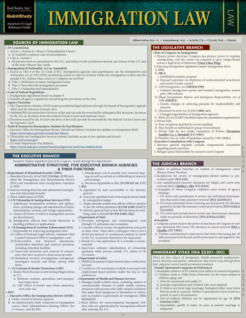Immigration Law: A Quickstudy Laminated Reference Guide