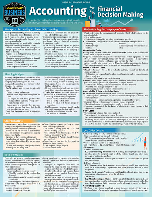 Accounting for Financial Decision Making: A Quickstudy Laminated Reference Guide