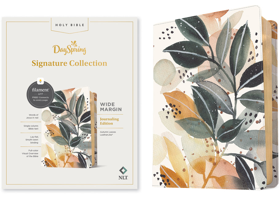 NLT Wide Margin Bible, Dayspring Signature Collection, Filament Enabled (Leatherlike, Autumn Leaves, Red Letter)