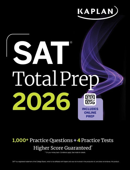 SAT Total Prep 2026: Includes 4 Full Length Practice Tests, 1,100+ Practice Questions + 1 Year Access to Online Quizzes and Video Lessons and Tutorial