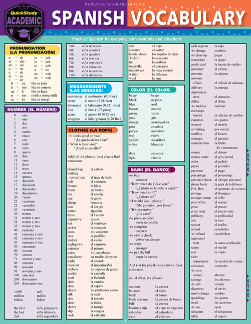 Spanish Vocabulary: A Quickstudy Laminated Reference Guide