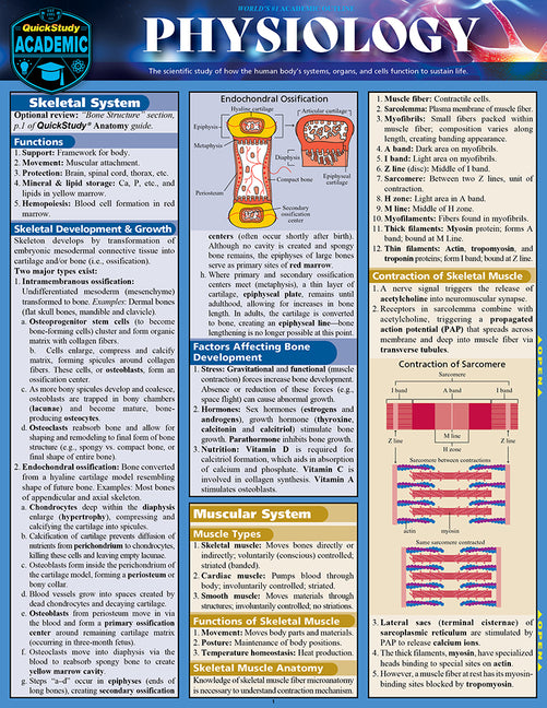 Physiology: Quickstudy Laminated Reference Guide