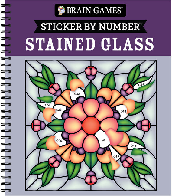 Brain Games - Sticker by Number: Stained Glass (28 Images to Sticker)