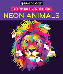 Brain Games - Sticker by Number: Neon Animals (28 Images to Sticker)