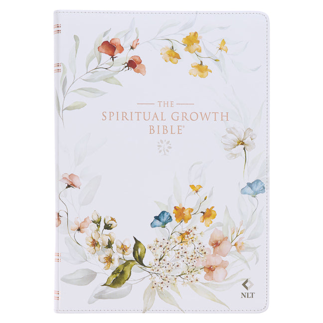Nlt, the Spiritual Growth Bible (Faux Leather, Cream Floral Printed)