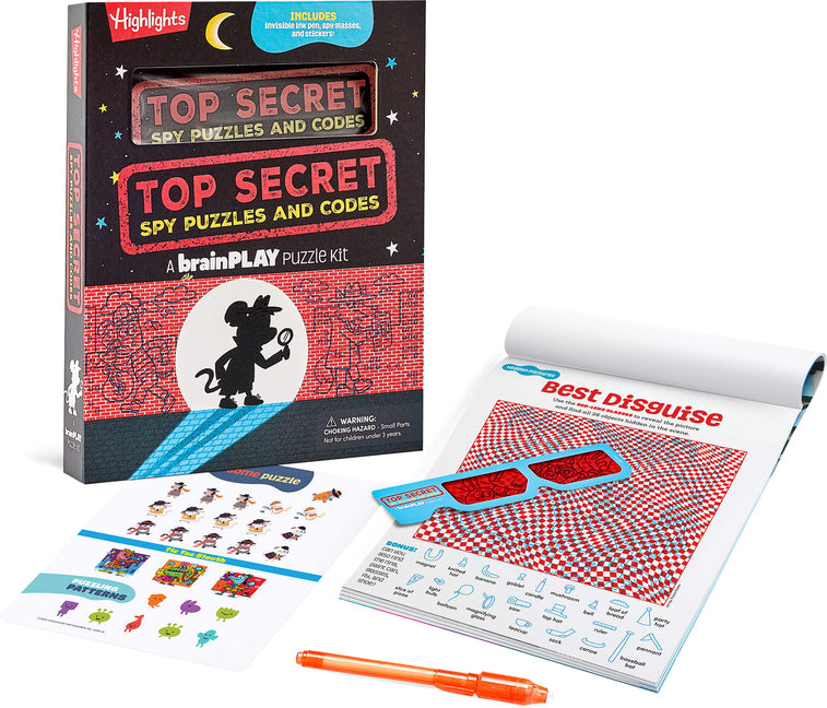 Brainplay Top Secret Spy Puzzles and Codes: Puzzle Book Packed with Brain Teasers and Hidden Pictures Challenges for Kids 7 and Up