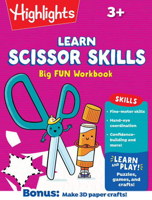 Learn Scissor Skills Big Fun Workbook: Practice Scissor Skills, Cutting and Pasting, Shapes and More, Preschool Cutting Activity Book with Puzzles and