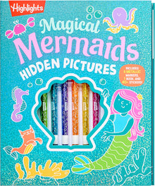 Magical Mermaids Hidden Pictures: Kids Mermaid Coloring Book with Markers Featuring Over 40 Ready-To-Color Stickers, Hidden Pictures Scenes with Under