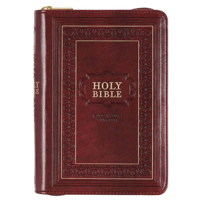 KJV Bible Compact Large Print (Faux Leather, Burgundy W/Zipper)
