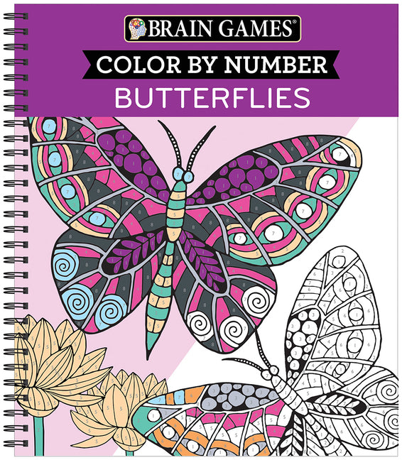 Brain Games - Color by Number: Butterflies - Stress-Free Adult Coloring Book with Tear-Out Pages Relaxing Activity for Paint by Number Lovers Gift for