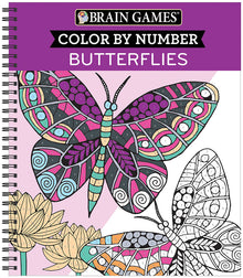 Brain Games - Color by Number: Butterflies - Stress-Free Adult Coloring Book with Tear-Out Pages Relaxing Activity for Paint by Number Lovers Gift for