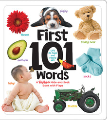 First 101 Words: A Hidden Pictures Lift-The-Flap Board Book, Learn Animals, Food, Shapes, Colors and Numbers, Interactive First Words Book for Babies
