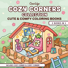 Cozy Corners Collection: 2 Books in 1! Coloring Book for Adults and Kids